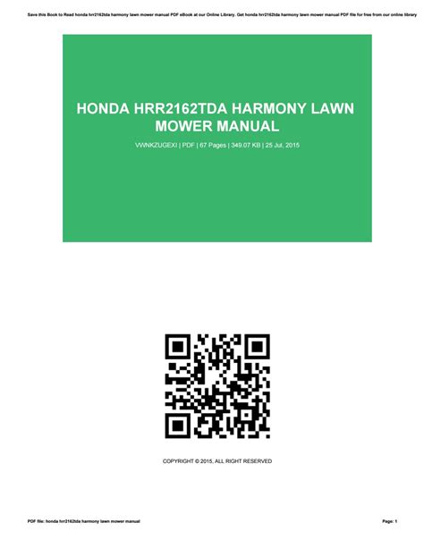 Honda hrr2162tda harmony lawn mower manual. - Kunstsinnige prinzessin aus england in der braunschweiger welfenresidenz.