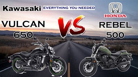 Honda rebel 500 vs kawasaki vulcan s. Update on Rebel 1100 Vs Vulcan S 650. So I went with the Vulcan, for a lot of reasons but mostly affordability and availability. You can see a pic here. None of the dealerships in my area had the Rebel in a non-dct format. One was getting one at the end of August but the salesman was honest with me and after shipping and assembly and their ... 