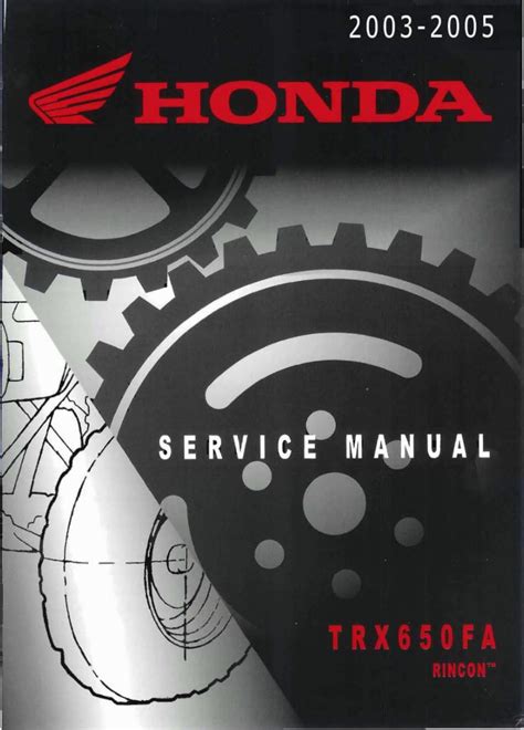 Honda rincon 650 trx650fa service repair workshop manual 2003 2004. - Yanmar ym12 ym14 traktor teile handbuch.