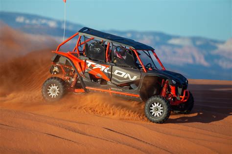 Can-Am Maverick X3 MAX Turbo Action. A four-seat Honda Talon 1000X-4 Fox Live Valve sits 78.1 inches high, making it taller than a good many road-going rigs. In fact, it’s tough to convey just .... 