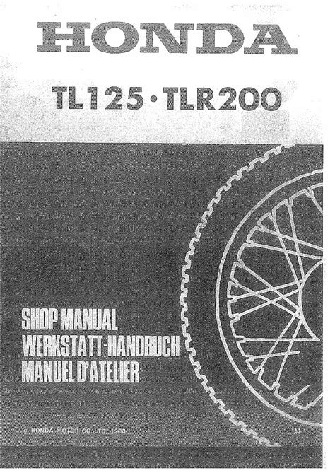 Honda tl125 tlr200 master workshop manual. - Black decker home cafe owners manual.