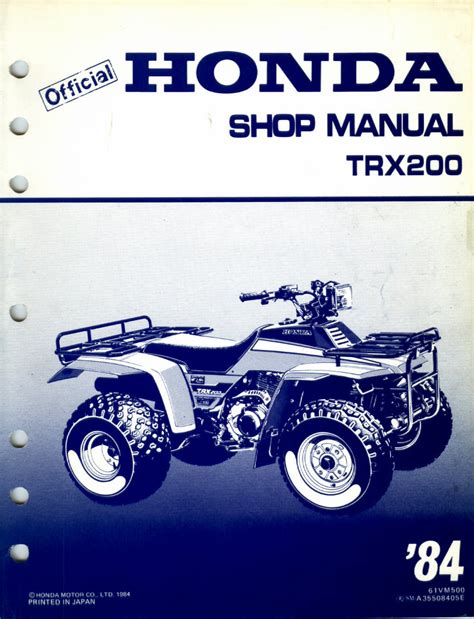 Honda trx200 fourtrax workshop repair manual 1984 onwards. - Leveled literacy intervention lessons guide green.