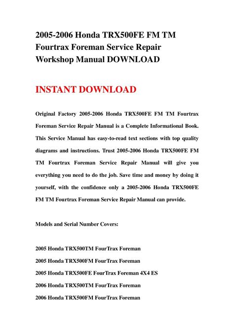 Honda trx500 fe fm tm 2005 service repair manual. - The golds gym beginners guide to fitness.
