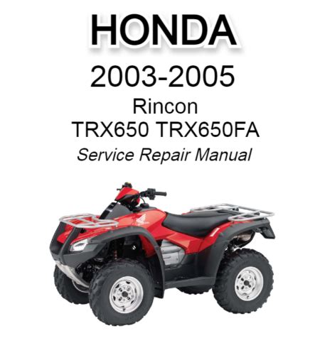 Honda trx650 rincon 650 2003 service handbuch. - Invertebrate zoology study guide final and answers.