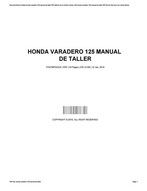 Honda varadero 125 manual de taller. - The crafters guide to glue by pattie donham.