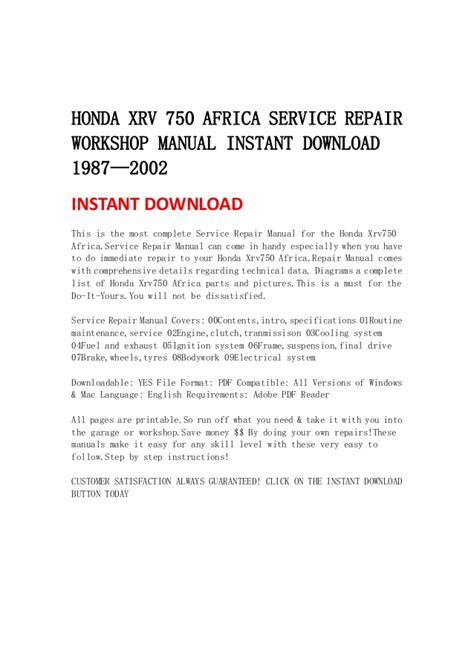 Honda xrv 750 1987 2002 service repair manual download. - Administradores en la modernización de puerto rico.