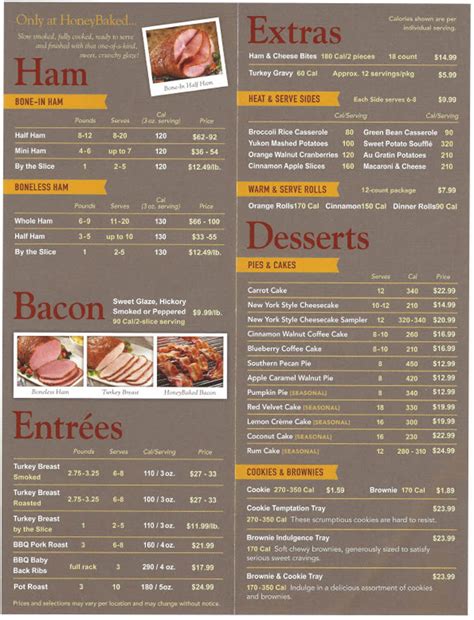 Honey baked hams prices. Check out the HoneyBaked Ham menu. Plus get a $10 off Seamless coupon for your first HoneyBaked Ham delivery! 