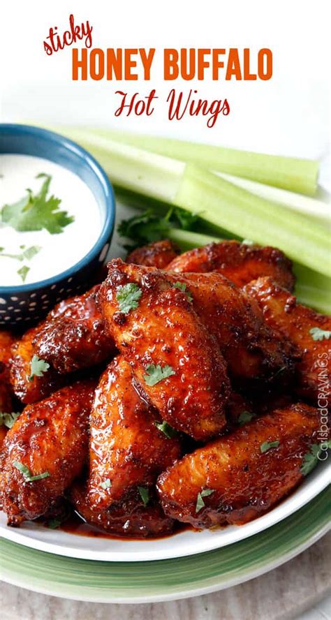 Honey buffalo wings. Preheat oven to 450 F. Spray a rimmed baking sheet with cooking spray. If working with whole wings, split into 3 pieces (rather than discarding the wing tips, save for chicken stock ). Pat the wings dry with paper towels. Season the wings with salt and spread them out evenly on the baking pan. 