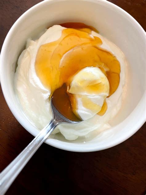 Honey yogurt. Honey weighs half again as much as an equal volume of water, according to Convert-To.com. For example, 1 pint of water weighs 16 ounces, but 1 pint of honey weighs 24 ounces. 
