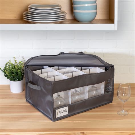 Honey-Can-Do Gray Stemware Storage Box - Set of Two