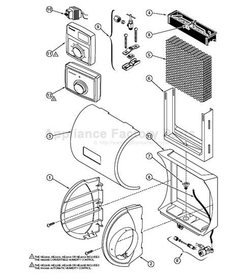 Honeywell HE265 Parts Humidifiers