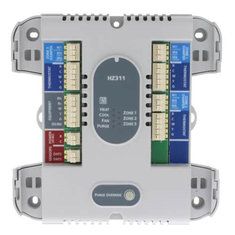 Honeywell hz311. Honeywell TrueZONE® HZ311 Zone Control Panel. For conventional, single stage applications up to 3 zones (1H/1C) Robust Push Terminals. Common-Sense LEDs. Clean, Professional Installation. Smaller Footprint. Variable-Speed Fan Control. 