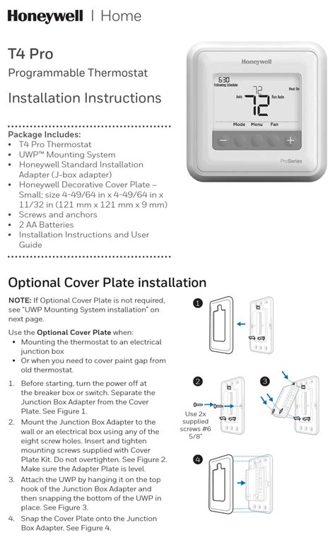 The Honeywell T4 Pro is a smart thermostat that can be controlled remotely from any computer or smartphone. This manual will walk you through the installation process and give you some tips on how to use your new thermostat. You can also learn how to reset the T4 Pro using this instruction manual as well as troubleshoot the device if you encounter problems.. 