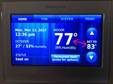 Honeywell thermostat not changing temperature. Oct 11, 2022 · Here are some quick tips on resetting the factory setting to most Honeywell thermostats: 1. Confirm your thermostat is ON. 2. Press and hold down the MENU button for 5 seconds. 3. Use the scroll buttons to move to RESET. The button should lead to left scrolling. 4. 