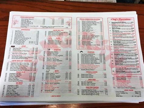 Hong Kong Chinese Restaurant Windsor, VA 23487 - Menu, 42 …