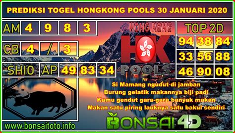 Hongkong tanggal 3 januari 2020. Daftar agen togel pools.