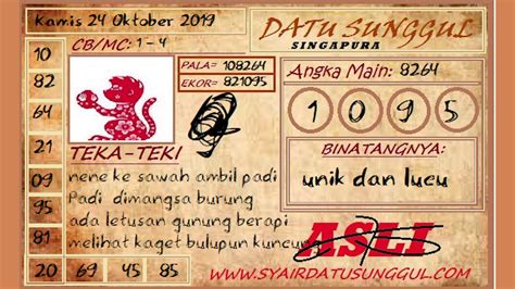 Hongkong tgl 14 mei 2018. Syair datu sunggul hari.