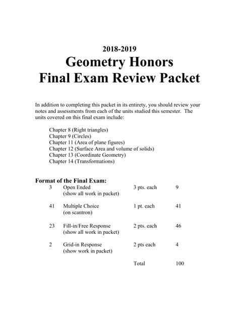 Honors Geometry Final Exam Review Packet,Pdf Geometry Final Exam Review Worksheet Answers