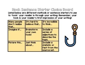 Hook sentence starters