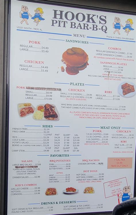 Hook's BBQ. Outdated menu here? Click to update . Prices a