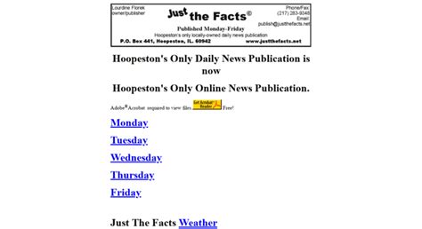 Hoopeston just the facts. Published Mar 29, 2002. 'Dragnet''s Sgt. Joe Friday character frequently implored female informants to provide "Just the facts, ma'am." Just as it's difficult for anyone who didn't experience the ... 