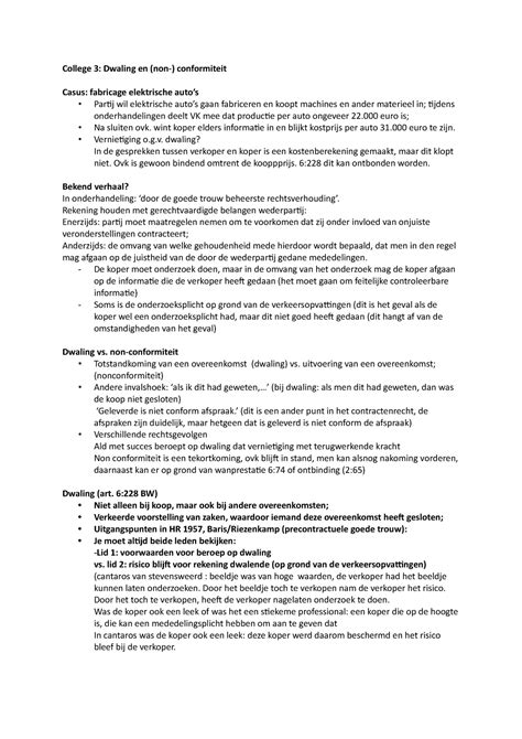 Hoorcollege 3 Dwaling en non conformiteit - StudeerSnel