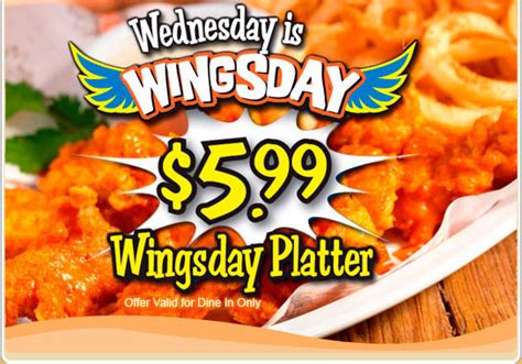 Wingsday Every Wednesday Buy 20 wings, get 1