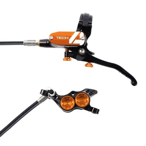 Hope Tech 4 E4 Disc Brake - Steel Braided - black/orange - Lever …