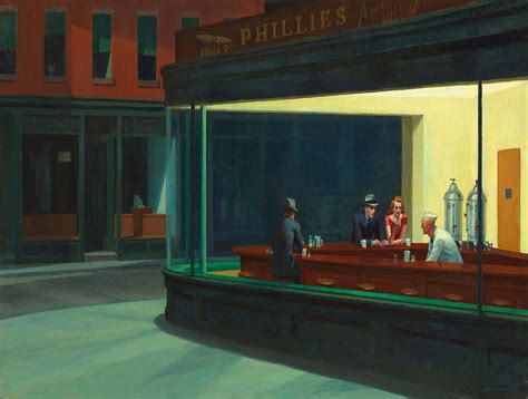 Created in 1942, the painting is a powerful representation of the isolation and longing often felt in urban environments, adorned with Hopper's signature use of light and shadow to evoke a haunting sense of nostalgia.At first glance, Nighthawks depicts the interior of an all-night diner in a desolate cityscape. A sole female server, donning a ....