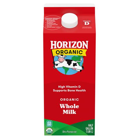 Horizon milk organic. Horizon Organic Dairy Organic Low Fat 1 % Milk - Aseptic - Case Of 3 - 6/8 Fl Oz. Free shipping, arrives in 3+ days. $ 9593. Horizon Organic Dry Whole Milk 30.6 Oz (Pack of 3) Free shipping, arrives in 2 days. $ 532. 8.3 ¢/fl oz. Horizon Organic Whole DHA Omega-3 Milk, Half Gallon. Out of stock. 