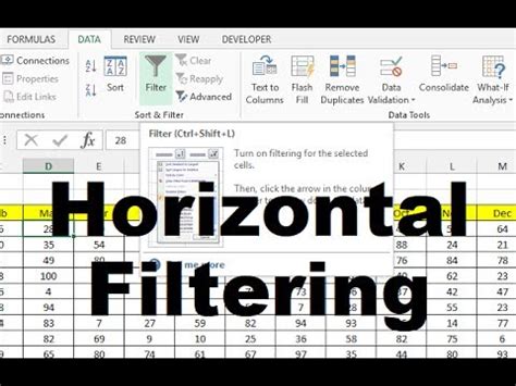 Horizontal Filters in MS Excel - YouTube