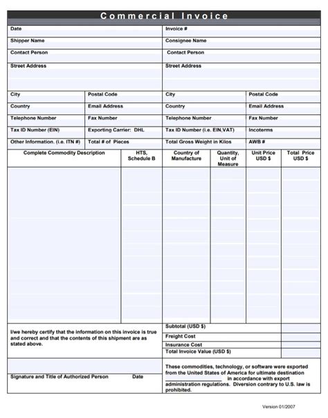 Horizontal Shipping Invoice Forms Free Shipping