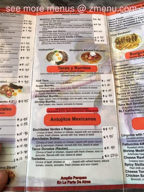 Hornitos Cafe menu - Oakland CA 94601 - (510) 939-7490