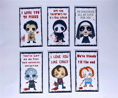 Horror Movie Valentine Cards set 5 Etsy Horror card, Funny horror