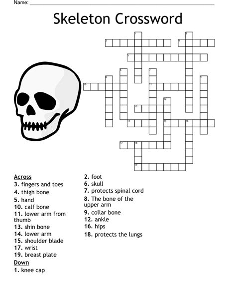 Horror stories skeletons crossword clue. The Crossword Solver found 30 answers to "three movies about skeletons", 14 letters crossword clue. ... English actor known for his horror film roles, including playing Frankenstein's monster in three movies in the 1930s (5,7) NEO: Role played by Keanu Reeves in three movies from 1999 to 2003 