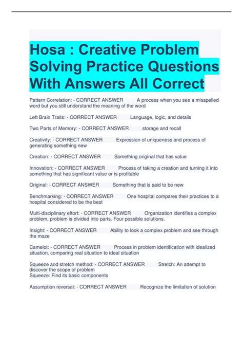 Hosa creative problem solving event study guide. - Prestressed concrete analysis and design solutions manual.