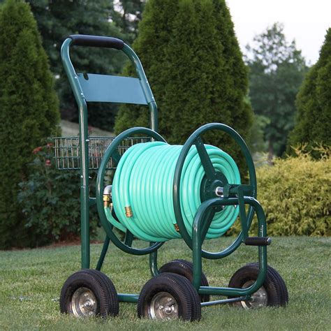 Eley 2-wheel cart portable garden hose reel model 1043 loaded with 75-feet of Eley 5/8-inch Polyurethane garden hose, diametric view. ... Lowes, and Menards or most local hardware stores such as ACE, True-Value, and Do-it-Best. ...