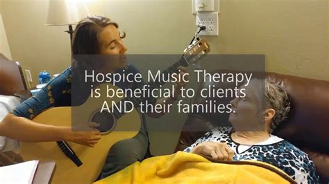 Jan 19, 2016 · Music Therapy. Hospice uses music therapy as a holistic, integrative approach with traditional medicine. Music therapy is the use of music by a board-certified music therapist (MT-BC) to support the patient and caregivers in the end of life journey. A music therapist assesses the patient and family to determine how music may be used to improve ... . 