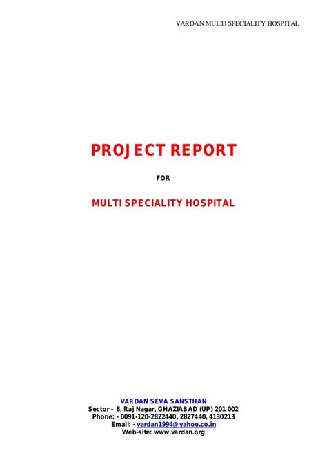 Hospital project report - Project Report Multi-Specialty Hospital