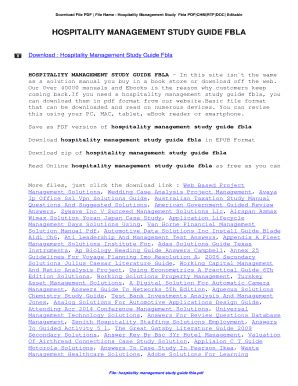 Hospitality Management Study Guide