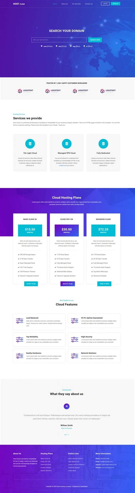 Host Cloud Web Hosting company HTML Template DesignHooks