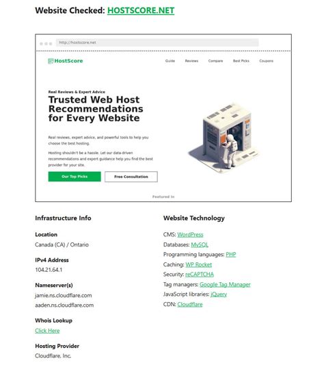 Host checker.  Further configuration is required.  HostScore Web Hosting Checker ...