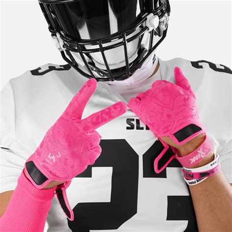 Hot pink football store gloves