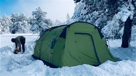 Hot Tent Camping in Deep Snow - YouTube