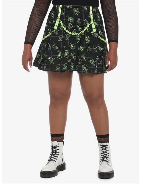 Hot Topic Invader Zim Chain Grid Pleated Skirt Size Medium