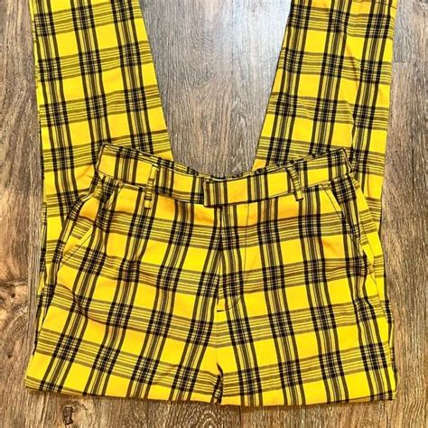 Hot Topic yellow and black plaid women