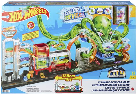 Hot Wheels City Ultimate Octo Car Wash Playset, HBY96 & 10-Car …