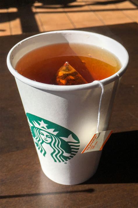 Hot starbucks tea. The baristas do not allow time for the tea to steep before serving. We recommend steeping for one to two minutes for white and green teas, two to three minutes for black teas, and three to six minutes for herbal teas. Starbucks offers two varieties of hot black tea. 12995263 via Pixabay; Canva.com. 
