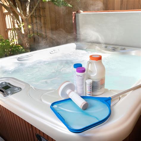 Hot tub cleaning. Remove the filters and gently clean out any debris with your fingers, (For more soiled filters, soak in a cleaning solution overnight.) Rinse and reinstall. Remove the jets and soak them in a solution of vinegar and water, overnight if needed. Wipe down and rinse before reinstalling. Run the water through the filters to refill the tub. 