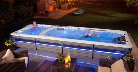 Hot tub pool combo. Compass pools have a lot of customisation options which mean that you can have a swim and spa combo or your swimming pool can have a beach attached to it. Get inspiration from our installations of Waders, Spas and pool and spa combos – some of them are truly breathtaking! The X-Trainer Spa is the number one preference for many future pool ... 